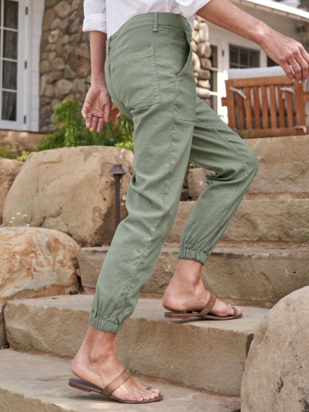 Frank & Eileen Jameson Jogger Pants Linen Sage Green 2 - Picture 2 of 7